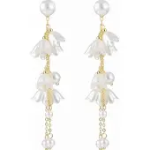 Charme Bijoux Lange Oorbellen-wit -Klokjes-Goudkleurig-Kunststof-
