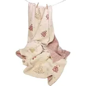 Meander Throw gebreid Kerstbomen 90%katoen/10%metalen garen 125x150c