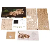 Ugears Sportwagen Snelle Muis - 3D Automodelpuzzel met Krachtig Dubbel Motorsysteem - 3D Houten Puzzels voor Volwassenen - Uitdagende Roadster Model A