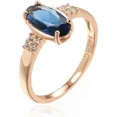Cilla Jewels Damesring met Blauwe Zirkonia en Roségouden Plating-17mm