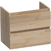 Brauer Joy Onderkast Ondiep - Greeploos - 2 Lades - 1 Uitsparing - 59x39cm - Vingerlas Eiken Grijs - Badkamermeubels, Wastafelonderkasten