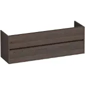 Brauer Adore Onderkast 4 Lades - 2 Uitsparingen - 159x45,5cm - Massief Eiken - Lamellen Eiken Zwart - Badkamermeubels, Wastafelonderkasten