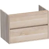 Brauer Adore Onderkast 2 Lades - 1 Uitsparing - 80x45,5cm - Massief Eiken - Lamellen Eiken Wit - Badkamermeubels, Wastafelonderkasten - 8720359330246
