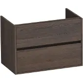 Brauer Adore Onderkast 2 Lades - 1 Uitsparing - 80x45,5cm - Massief Eiken - Lamellen Eiken Zwart - Badkamermeubels, Wastafelonderkasten