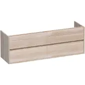 Brauer Adore Onderkast 4 Lades - 2 Uitsparingen - 159x45,5cm - Massief Eiken - Lamellen Eiken Wit - Badkamermeubels, Wastafelonderkasten