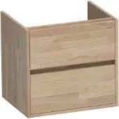 Brauer Adore Onderkast 2 Lades - 1 Uitsparing - 59x45,5cm - Massief Eiken - Vingerlas Eiken Grijs - Badkamermeubels, Wastafelonderkasten