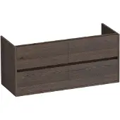Brauer Adore Onderkast 4 Lades - 2 Uitsparingen - 119x45,5cm - Massief Eiken - Lamellen Eiken Zwart - Badkamermeubels, Wastafelonderkasten