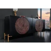 Invicta Massief dressoir MANDALA 160cm mangohout zwart gouden poten - 41121