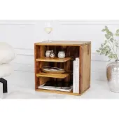 Invicta Stevige bijzettafel CUBUS 43 cm plank met sheesham steenafwerking - 41136