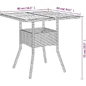vidaXL Tuintafel met acaciahouten blad 80x80x75 cm poly rattan grijs