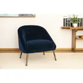PIB Blauwe fluwelen fauteuil Barnolomeo