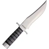 Rough Ryder Large Bowie RR2391, Satin Stainless Steel, Layered Wood, vaststaand mes