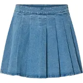 Pieces Pcsilje Mw Plissé Mini Denim Rok Dames Blauw M