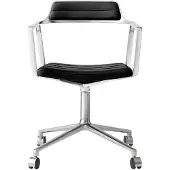Vipp 452 Draaistoel Met Wielen Gepolijst Aluminium / Zwart Leer - Bureaustoelen Textiel Multi - 45204C01V2
