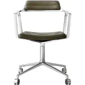 Vipp 452 Draaistoel Met Wielen Gepolijst Aluminium / Groen Leer - Bureaustoelen Textiel Multi - 45231C01