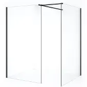 Maxaro Diamond Inloopdouche | 140x110 cm Zwart chroom Helder glas 2 vaste wanden