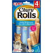 Inaba Kattensnack Churu Rolls Tonijn - Sint Jacobsschelp 40 gr