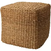 H&S Poef vierkant naturel 40x40x38 cm zeegras