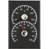 4Living Sauna Thermometer & Hygrometer Zwart