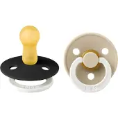 BIBS Glow In The Dark Fopspeen - Rond - 2 Stuks - 0-6 Mnd - Black/Vanilla