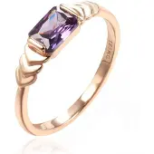 Cilla Jewels Damesring met Grote Rechthoekige Paarse Zirkonia-19mm
