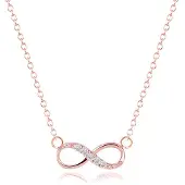 LGT JWLS Hippe dames ketting Infinity Zircon Rosegoudkleurig