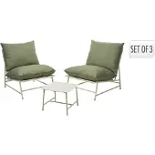 K&M ProGarden 3-delige Tuinmeubelset – 2 Stoelen + Tafel – Inclusief Kussens – Groen/Wit