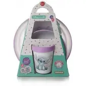 Disney baby Lilo en Stitch - Paars en wit - 3-delige lunchbox met anti-slip beker + kom + bord
