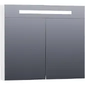 Brauer Promise Deluxe Spiegelkast 80x70cm MDF 2 Deuren Met Directe LED Verlichting Boven - Hoogglans Wit - Spiegels, Spiegelkasten - 8720359342973