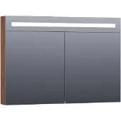 Brauer Promise Deluxe Spiegelkast 99x70cm MFC 2 Deuren Met Directe LED Verlichting Boven - Forest Cacao - Spiegels, Spiegelkasten - 8720359342195