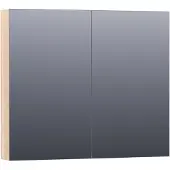 Brauer Impress Spiegelkast 80x70cm Massief Eiken 2 Deuren - Lamellen Eiken Wit - Spiegels, Spiegelkasten - 8720359346032