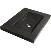 Brauer Magma Meubelwastafel 60x46cm Natuursteen Basalt - Zonder Kraangat - Antraciet - 8720359351708 - Rechthoekig - Wastafels, Meubelwastafels
