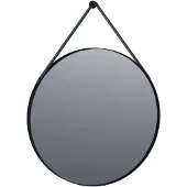 Brauer Onyx Spiegel Rond 70cm Zwart Met Black Leather Band - Glas - Rond - Spiegels, Badkamerspiegels - 8720359378590
