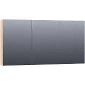Brauer Impress Spiegelkast 139x70cm Massief Eiken 3 Deuren - Lamellen Eiken Wit - Spiegels, Spiegelkasten - 8720359345288