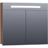 Brauer Promise Spiegelkast 80x70cm MFC 2 Deuren Met Directe LED Verlichting Boven - Forest Cacao - Spiegels, Spiegelkasten - 8720359342010
