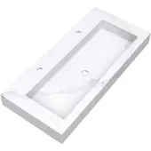 Brauer Coral Wastafel 100x46cm Artificial Marble - 2 Kraangaten - Calacatta Gold - 8720359385277 - Rechthoekig - Wastafels, Meubelwastafels
