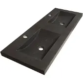 Brauer Magma Dubbele Meubelwastafel 120x46cm Natuursteen Basalt - 2 Kraangaten - Antraciet - 8720359351654 - Rechthoekig - Wastafels, Meubelwastafels