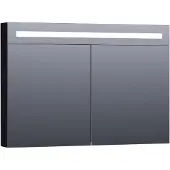 Brauer Promise Deluxe Spiegelkast 99x70cm MDF 2 Deuren Met Directe LED Verlichting Boven - Mat Zwart - Spiegels, Spiegelkasten - 8720359342157