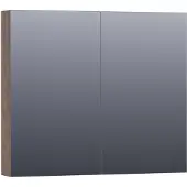 Brauer Impress Deluxe Spiegelkast 80x70cm MFC 2 Deuren Met Indirecte LED Verlichting Binnen/onder - Grove - Spiegels, Spiegelkasten - 8720359344021