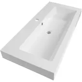 Brauer Solar Thick Meubelwastafel 100x46cm - Mineraalmarmer - 1 Kraangat - Zijdeglans Wit - 8720359351876 - Rechthoekig - Wastafels, Meubelwastafels