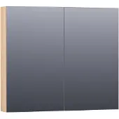 Brauer Impress Spiegelkast 80x70cm Massief Eiken 2 Deuren - Lamellen Eiken Naturel - Spiegels, Spiegelkasten - 8720359346001
