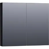 Brauer Impress Deluxe Spiegelkast 80x70cm MDF 2 Deuren Met Indirecte LED Verlichting Binnen/onder - Mat Zwart - Spiegels, Spiegelkasten - 8720359344137