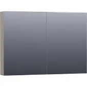 Brauer Impress Deluxe Spiegelkast 99x70cm MDF 2 Deuren Met Indirecte LED Verlichting Binnen/onder - Mat Taupe - Spiegels, Spiegelkasten - 8720359343215