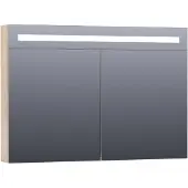Brauer Promise Deluxe Spiegelkast 99x70cm MFC 2 Deuren Met Directe LED Verlichting Boven - Forest Wheat - Spiegels, Spiegelkasten - 8720359342188