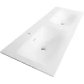 Brauer Glacier Dubbele Meubelwastafel 140x46cm Fine Stone - 2 Kraangaten - Mat Wit - 8720359352415 - Rechthoekig - Wastafels, Meubelwastafels