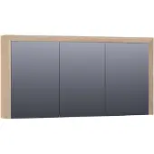 Brauer Rise Spiegelkast 139x70cm Massief Eiken 3 Deuren - Lamellen Eiken Naturel - Spiegels, Spiegelkasten - 8720359344304