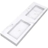 Brauer Coral Dubbele Wastafel 140x46cm Artificial Marble - 2 Kraangaten - Calacatta Gold - 8720359385345 - Rechthoekig - Wastafels, Meubelwastafels