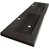 Brauer Magma Dubbele Meubelwastafel 140x46cm Natuursteen Basalt - 2 Kraangaten - Antraciet - 8720359351678 - Rechthoekig - Wastafels, Meubelwastafels