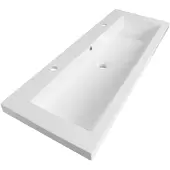 Brauer Solar Medium Meubelwastafel 120x46cm Mineraalmarmer - 2 Kraangaten - Zijdeglans Wit - 8720359352071 - Rechthoekig - Wastafels, Meubelwastafels