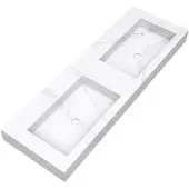 Brauer Coral Dubbele Wastafel 140x46cm Artificial Marble - Zonder Kraangat - Calacatta Gold - 8720359385338 - Rechthoekig - Wastafels, Meubelwastafels